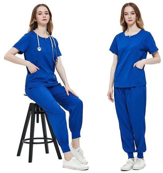 Royal Blue Medical Scrubs for Doctors Nurses and Health Hospital Uniforms Stretch V-Neck Scrub Top & Jogger Pant with Pockets Infinity