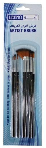 7-Piece Multi-Purpose Artist Brush Set Black/Silver/Brown