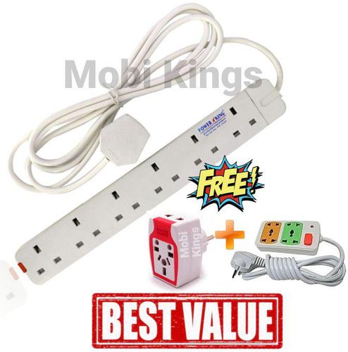 Power King 6 Way Power Extension 3M Cable + Free 2 Mobi Gifts