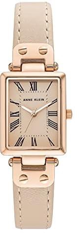 Anne Klein AK3752RGBH Leather Strap Watch for Women, Rose Gold/Blush Pink
