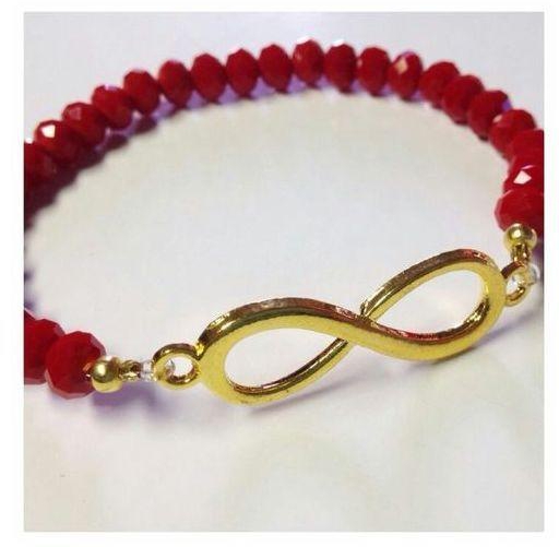 Elegant Red Crystal Bracelet And Infinity Charm