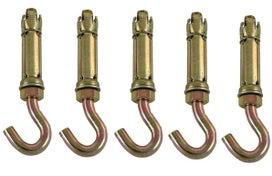High Strength Metal Sleeve Shield Closed Hook/Eye Hook | Open Hook Anchor Bolt Pack of 5 (OPEN HOOK, 12 MM)
