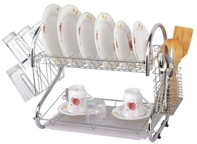 2 Tier Dish Drainer/Drying Rack - Stainless Steel