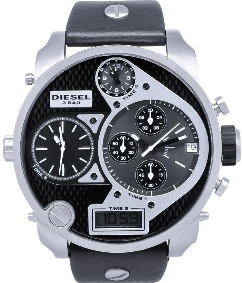 Diesel Mr. Daddy for Men - Analog-Digital Leather Band Watch - DZ7125