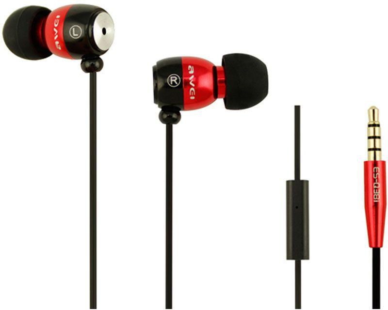 Awei Q38i Bass Inear Headphone Earphone Headset For Smartphones - Red