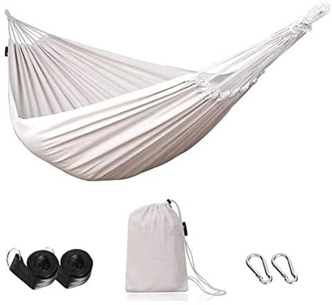 Cotton Hammock, Load Capacity up to 200 kg Cotton Hammock with Carrying Bag Portable for Outdoor and Indoor Camping Patio Yard Garden - 150 x 200 cm