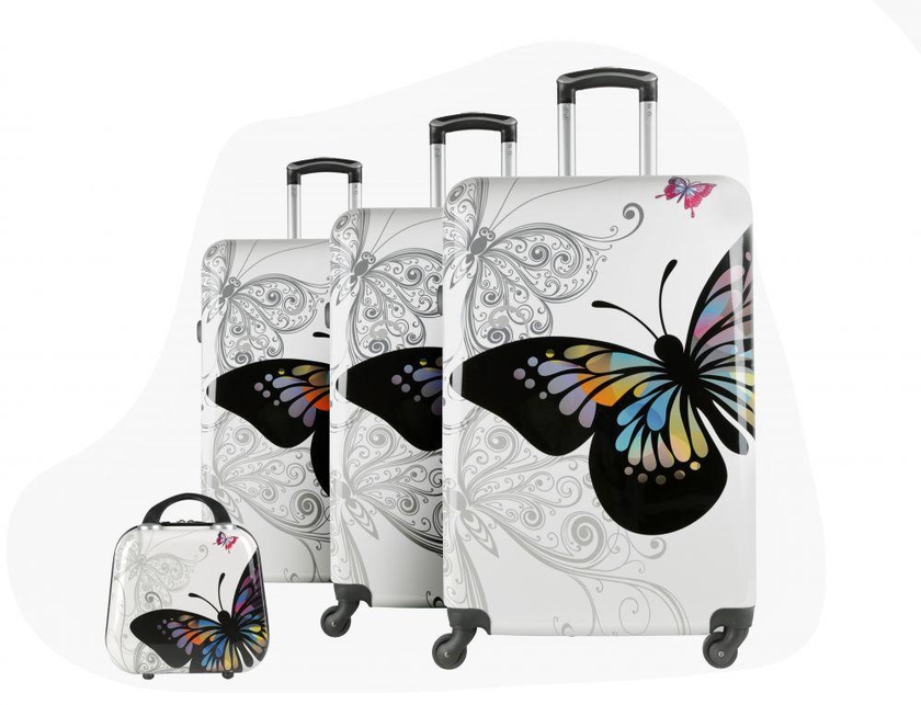 Troley Travel Bags with Beauty Case By Star Line , 4 Pieces , White , 13040/4P