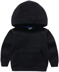 Baby Boys Girls Unisex Casual Hoodies Kids Plain Pocket Sweatshirt (BLACK, 14-15 Years)