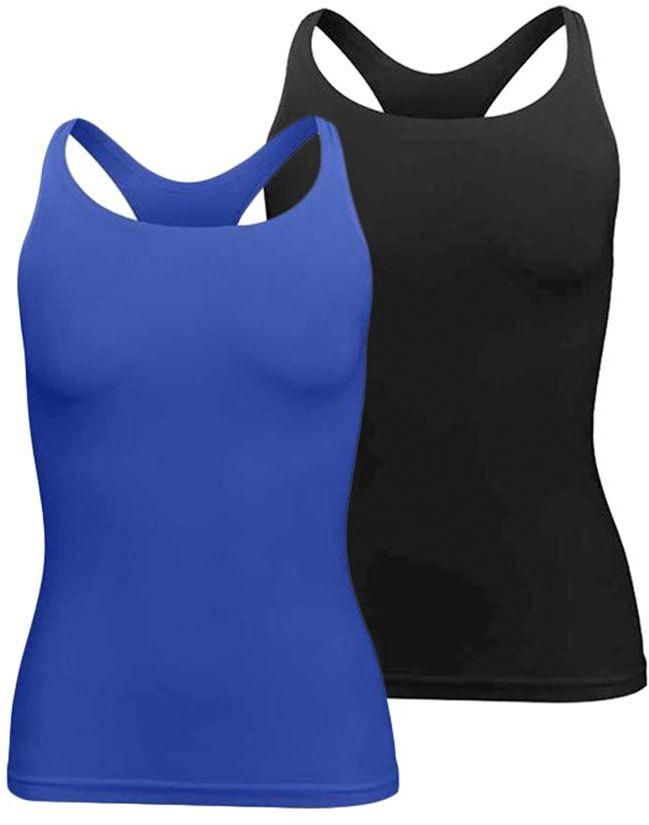 Silvy Set Of 2 Tank Tops For Women - Blue / Black, Large