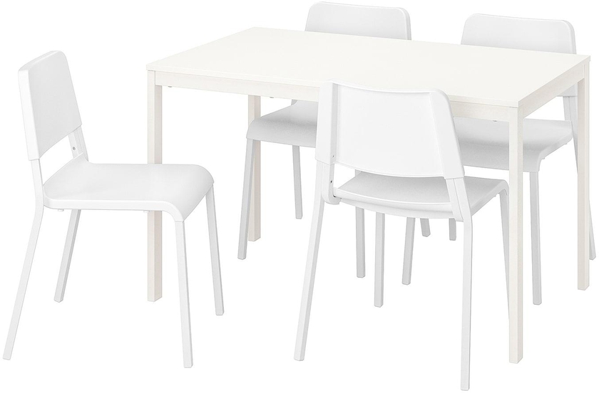 VANGSTA / TEODORES Table and 4 chairs - white/white 120/180 cm