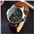 Mcykcy Men Luxury Stainless Steel Quartz Military Sport Leather Band Dial Wrist Watch Brown - Brown