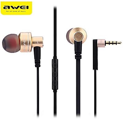 Awei ES 10TY In-ear Earphones 3.5MM Noise Isolation Headphones With MIC - Tyrant Gold