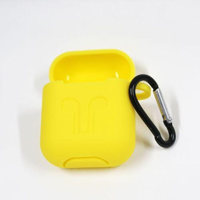 AirPods Protective Silicone Cover With Carabiner - Yellow