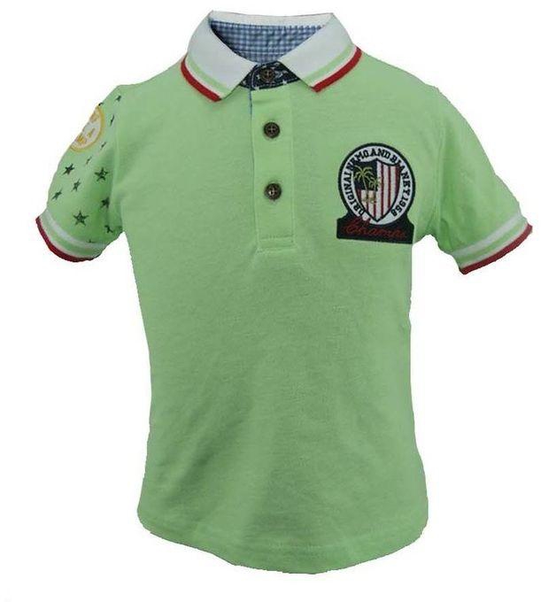 Nemo & Bianky Green Cotton Shirt Neck Polo For Boys