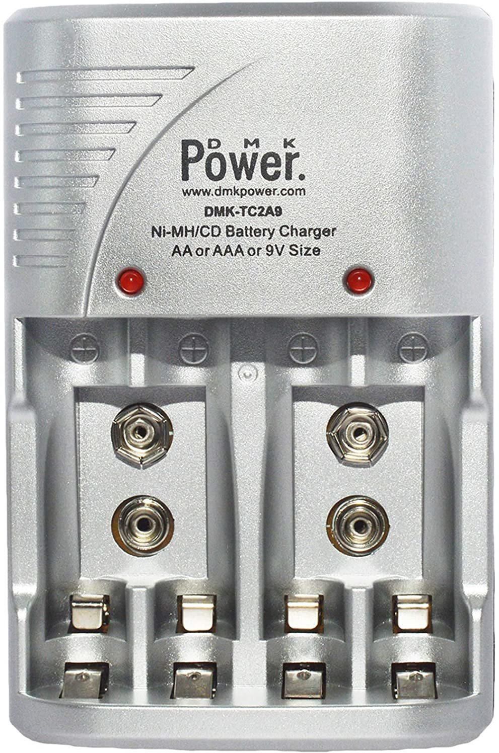 DMK-TC2A9 4 Slots Smart Rechargeable Charger for AA AAA NiCd 9V NiMh Batteries for House hold devices, toys, remote, flash light, radio, clock