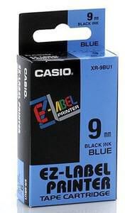 Casio XR-9BU1 Tape Cassette, 9mm X 8mm, Black on Blue