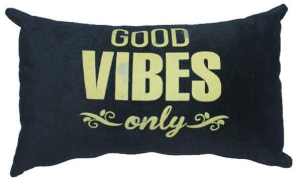 Good Vibes Only Black And White Print Decorative Pillow