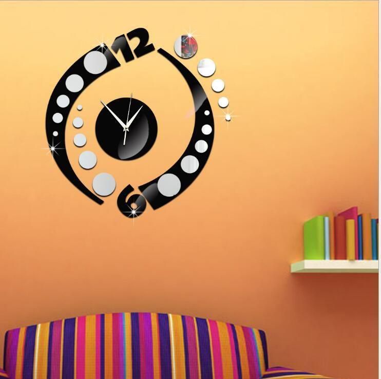 Wall Stickers Clock Multi Piece Package, Plain Wall Mirror Stickers