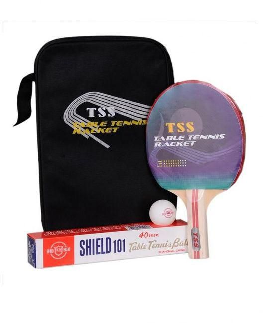 No Brand TSS Table Tennis Racket with Case + 6 Balls