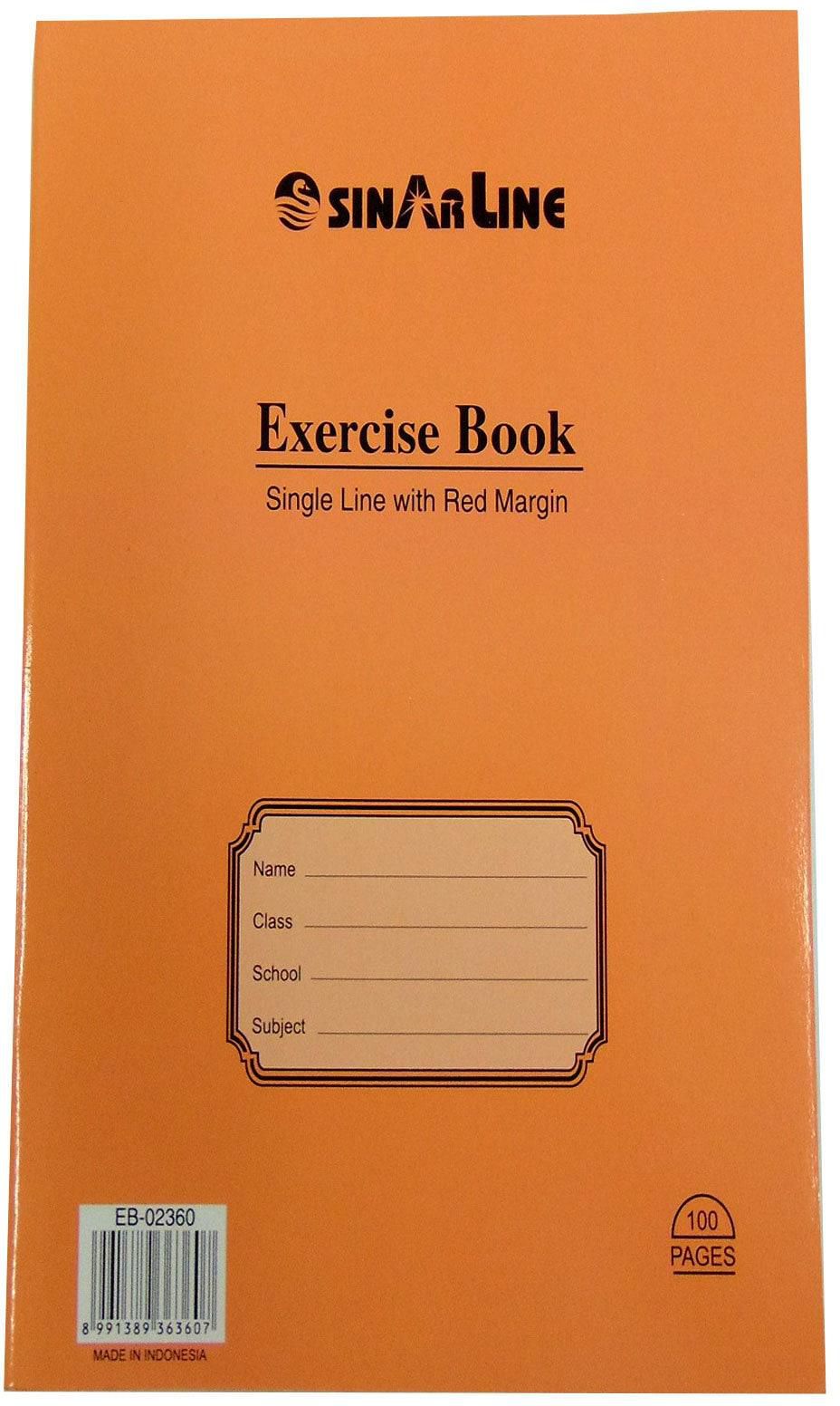 Sinarline Single Lined with Red Margin Exercise Book 100 Sheets Orange