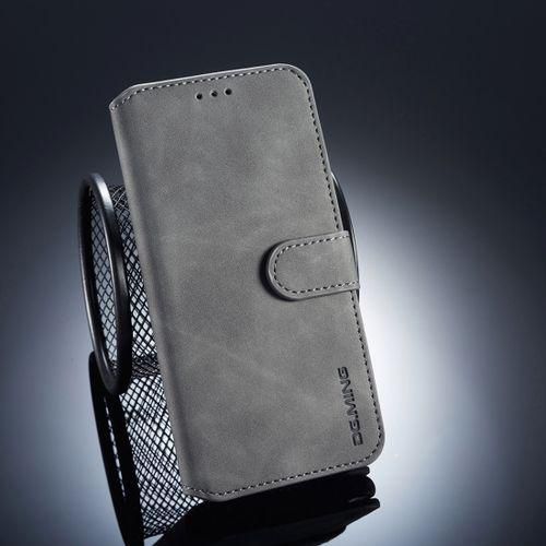 DG.MING Retro Oil Side Horizontal Flip Case For Xiaomi Mi 8, With Holder & Card Slots & Wallet (Grey)