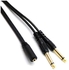 Generic 3.5mm 1/8 Female Stereo To 2 X 6.35mm 1/4 Mono Male Adapter Y Splitter Cable