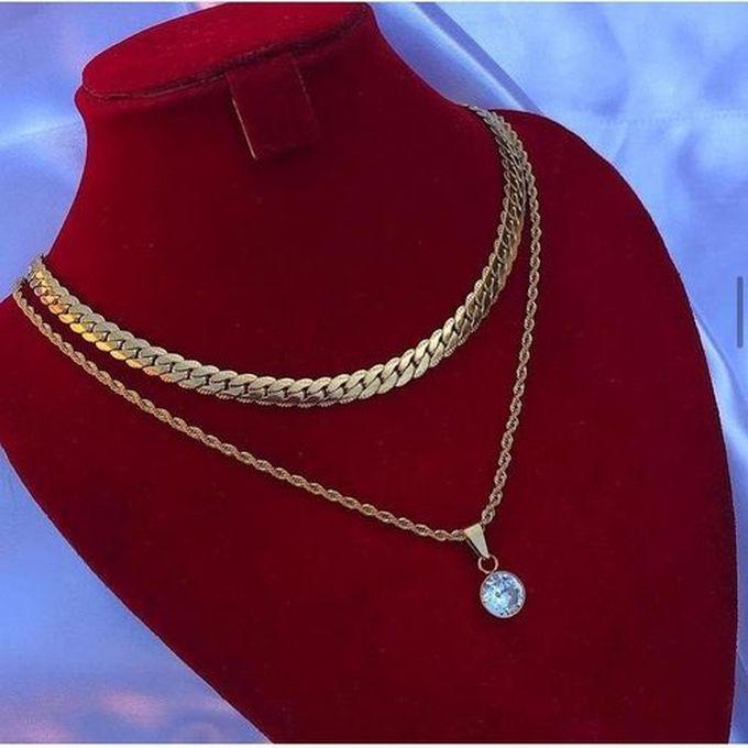 Gold Amire Non Fading & Superior Quality 2 In 1/Double Layer Bulb Necklace