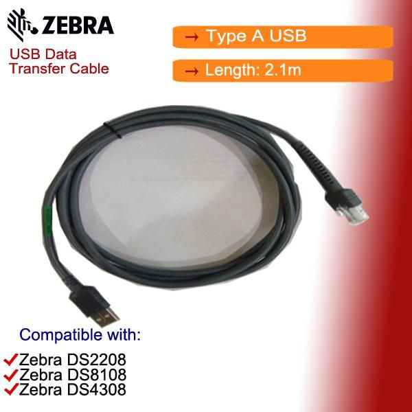 Zebra Barcode Scanner Cable Usb LS2208 - DS4308 2.1meter
