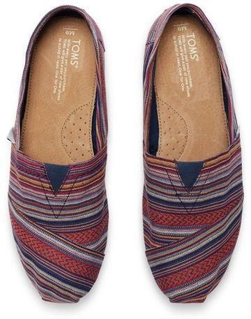 Espadrille Shoes for Men by TOMs, Size 9 UK, Red-Blue and White, 10006561