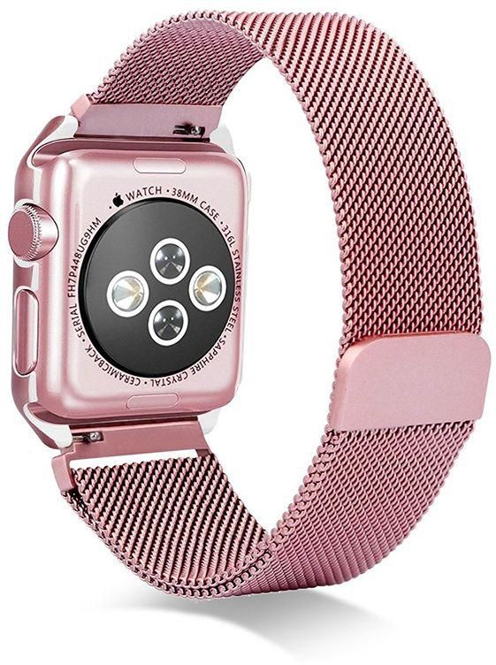 Milanese Loop Stainless Steel Strap with Magnetic Clasp for Apple Watch 40mm Series 4 / 38mm Series 3 / 2 / 1 -RoseGold