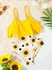 SHEIN Girls 1pack Sunflower Print Cut Out One Piece Swimsuit