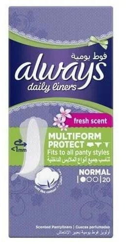 Always | Pads Daily Liners Multiform Protection Normal Fresh Scent | 20 Pcs