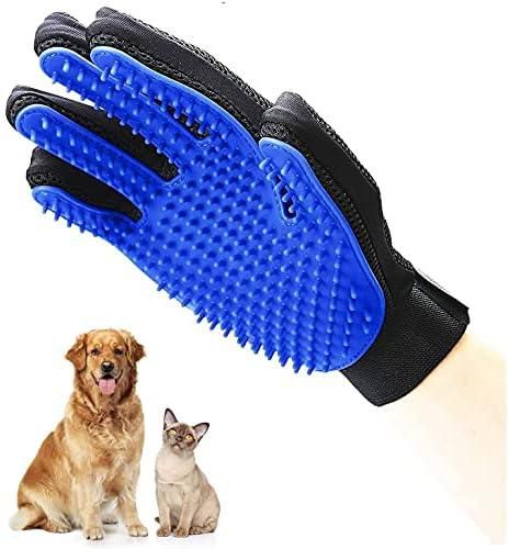 Mumoo Bear Pet Hair Remover Glove - Soft Pet Grooming Gloves Efficient Pet Washing Mitt Five Finger Design Machine Washable Dog Brush Glove Suitable for Cats Dogs Bathing 1 Pack