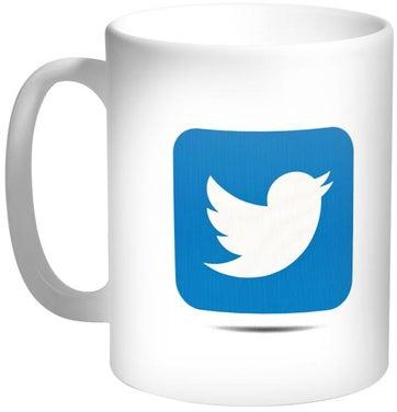Twitter Printed Coffee Mug White/Blue 11ounce