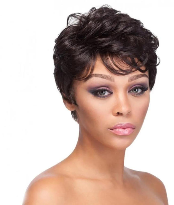 JC 2023 New women wig African small curly short hair chemical fiber Synthetic Wigs For Women black