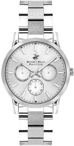 Beverly Hills Polo Club Women's VX3J Movement Watch, Multi Function Display and Metal Strap - BP3360X.330, Silver