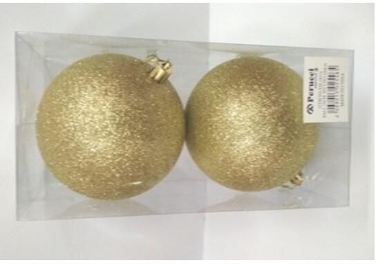 Christmas Ball Glitter Golden 10Cm 2Pcs Set