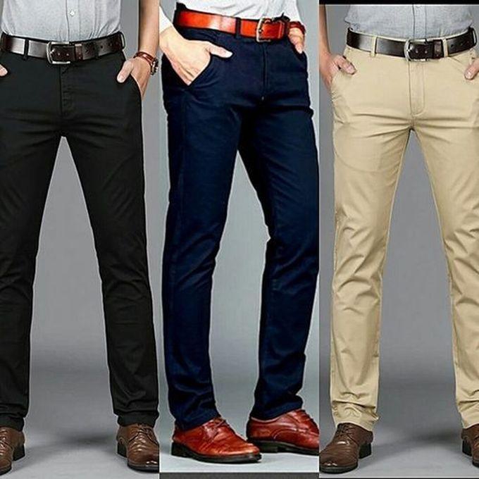 3 In 1 Men's Chinos Trouser -Black, Navy Blue, Carton