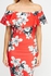 Off Shoulder Floral Midi Dress.-RED