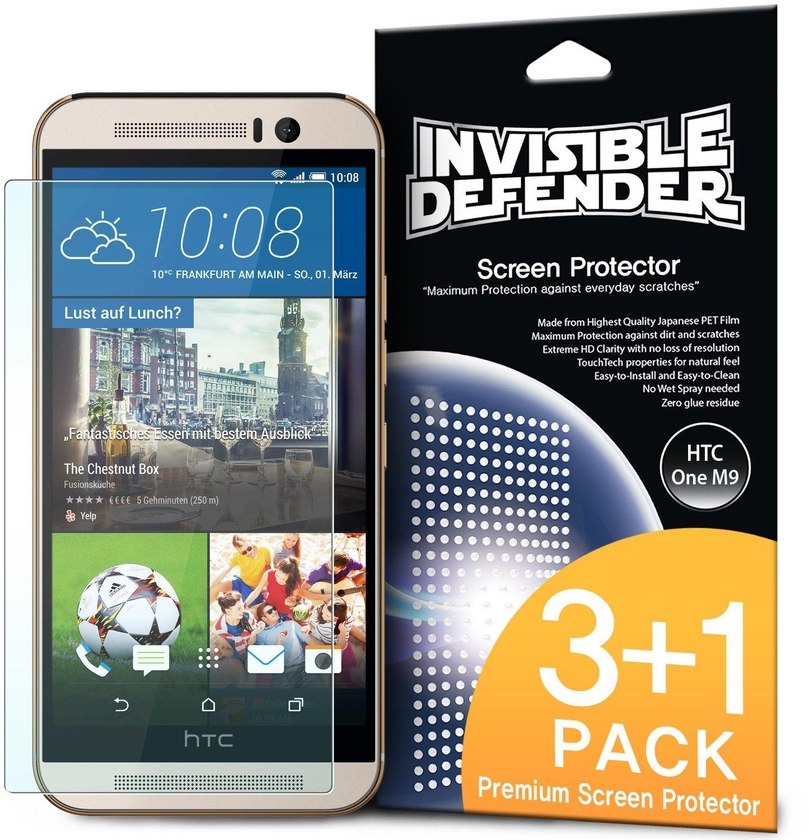 Rearth Pack of 4 HD Clarity Invisible Defender Screen Guard for HTC One M9