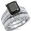 3.90 Carat Emerald Cut & Simulated Diamond 14k Solid Gold Filled Bridal Set Ring