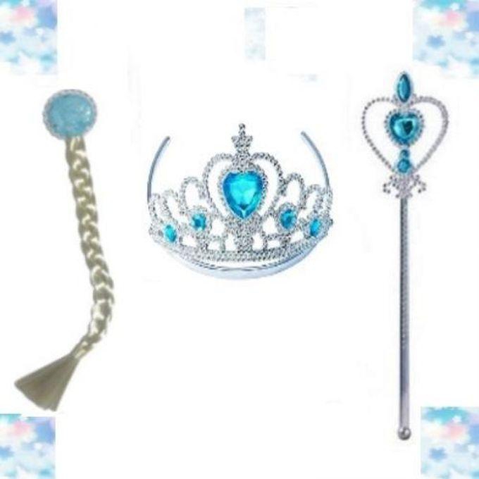 Princess Accessories Set, With White Strand Of Hair, Crown And Scepter