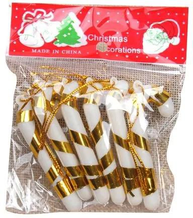 Generic 4Pcs Christmas Candy Cane Hanging Ornament-Golden