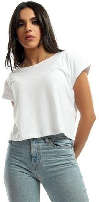 Belle Loose Sleeveless Cropped Round Neck Top - White