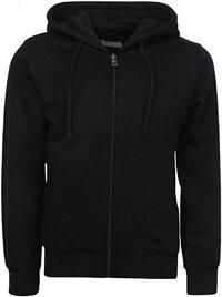 Kids Boys Girls Unisex Cotton Hooded Sweatshirt Full Zip Plain Top (BLACK, 14-15 YEARS)