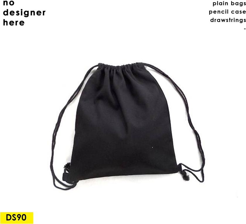 Canvas Drawstring Backpack Bag (Black)