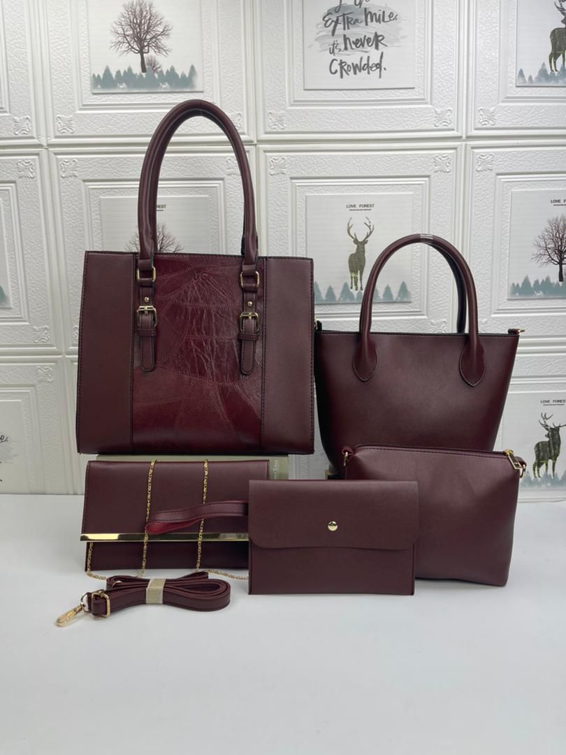 Quality 5 In 1 Ladies PU Leather Handbag