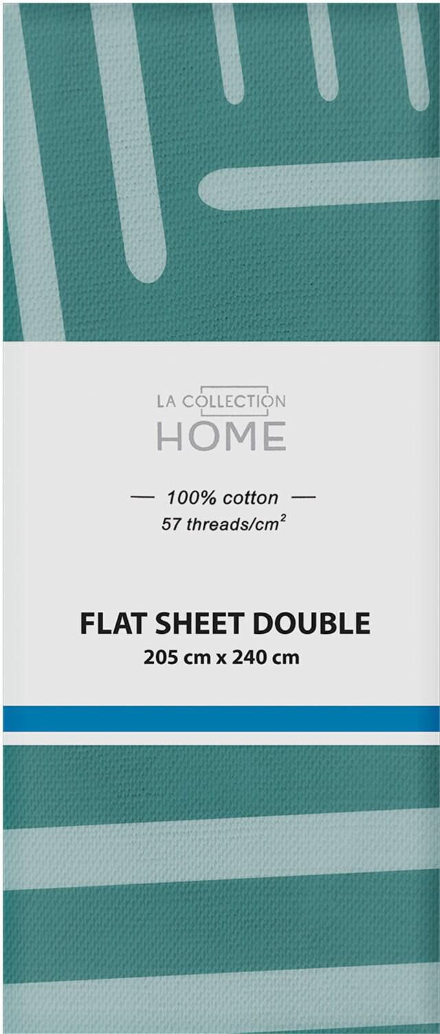 La collection bed sheet double 205x240cm green geometric