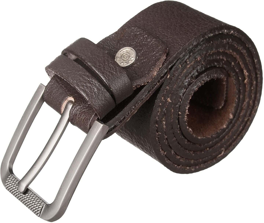 Get Golden Natural Leather Belt for Men, 135 cm - Dark Brown with best offers | Raneen.com