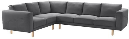 NORSBORG Corner sofa, 5-seat, Finnsta dark grey dark grey/birch